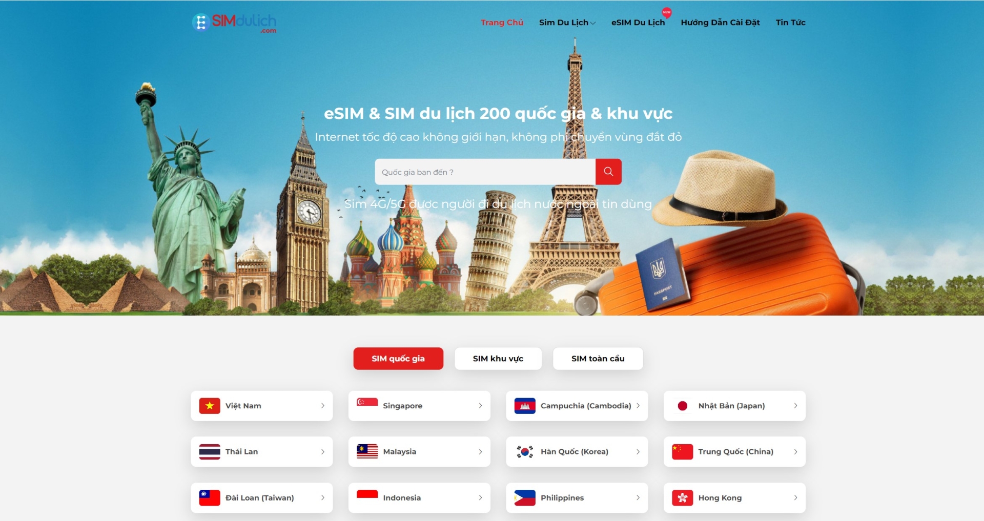 website sim du lịch esim du lịch