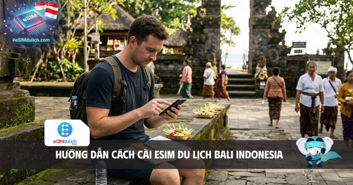 hướng dẫn cách cài esim du lịch bali indonesia